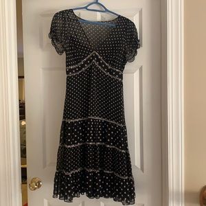 Black and beige polka dot dress